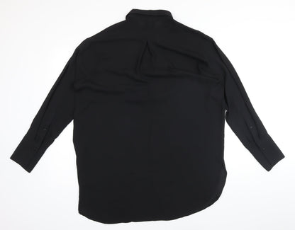 H&M Womens Black Polyester Basic Button-Up Size M Collared