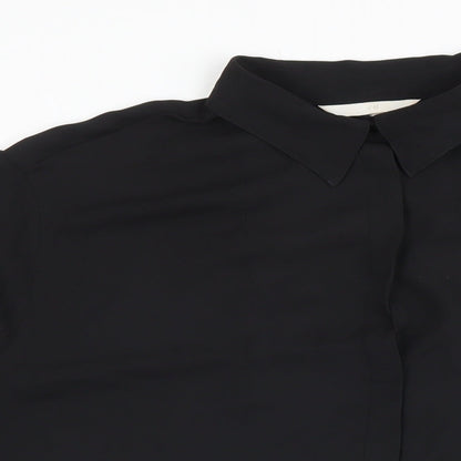 H&M Womens Black Polyester Basic Button-Up Size M Collared