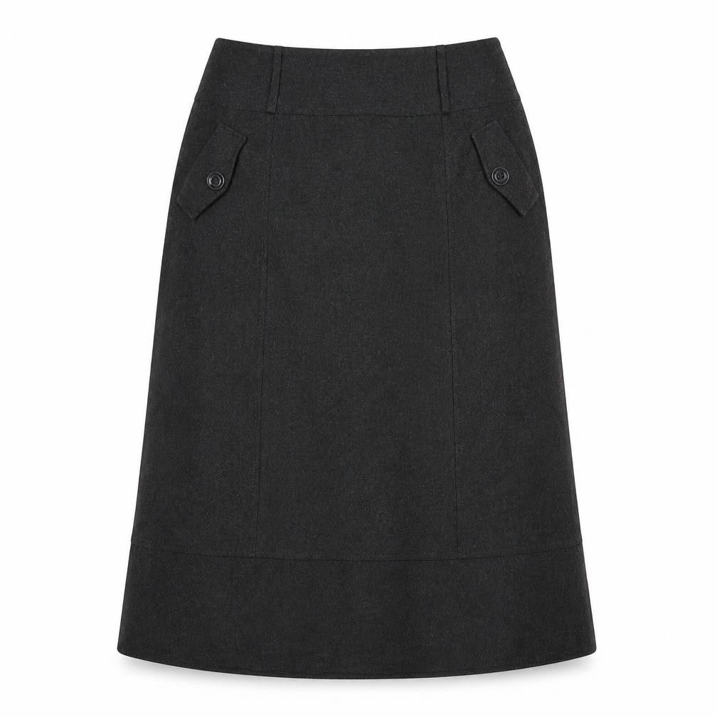 Marks & Spencer Womens Grey Polyester A-Line Skirt Size 14 Zip