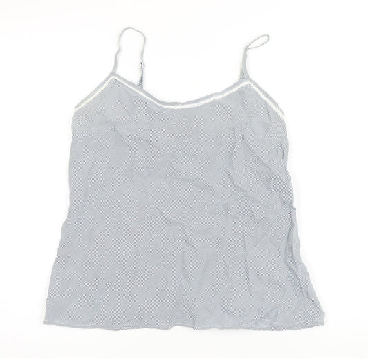 Mango Womens Blue Striped Cotton Camisole Button-Up Size M Scoop Neck