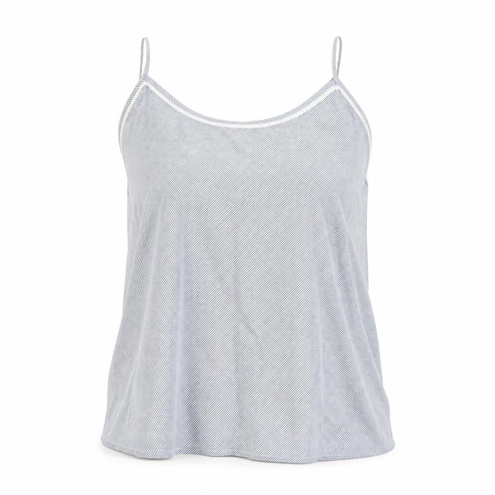 Mango Womens Blue Striped Cotton Camisole Button-Up Size M Scoop Neck