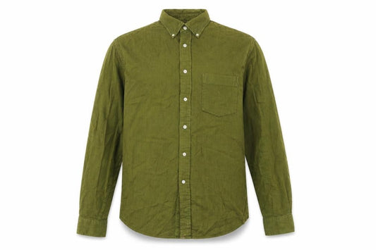 Express Mens Green Cotton Button-Up Size L Collared Button