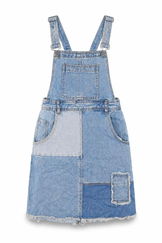 Red Herring Womens Blue Cotton Pinafore/Dungaree Dress Size 10 Square Neck Zip