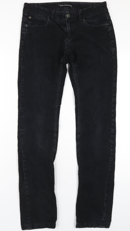 Drykorn Womens Black Cotton Trousers Size 27 in L34 in Slim Zip