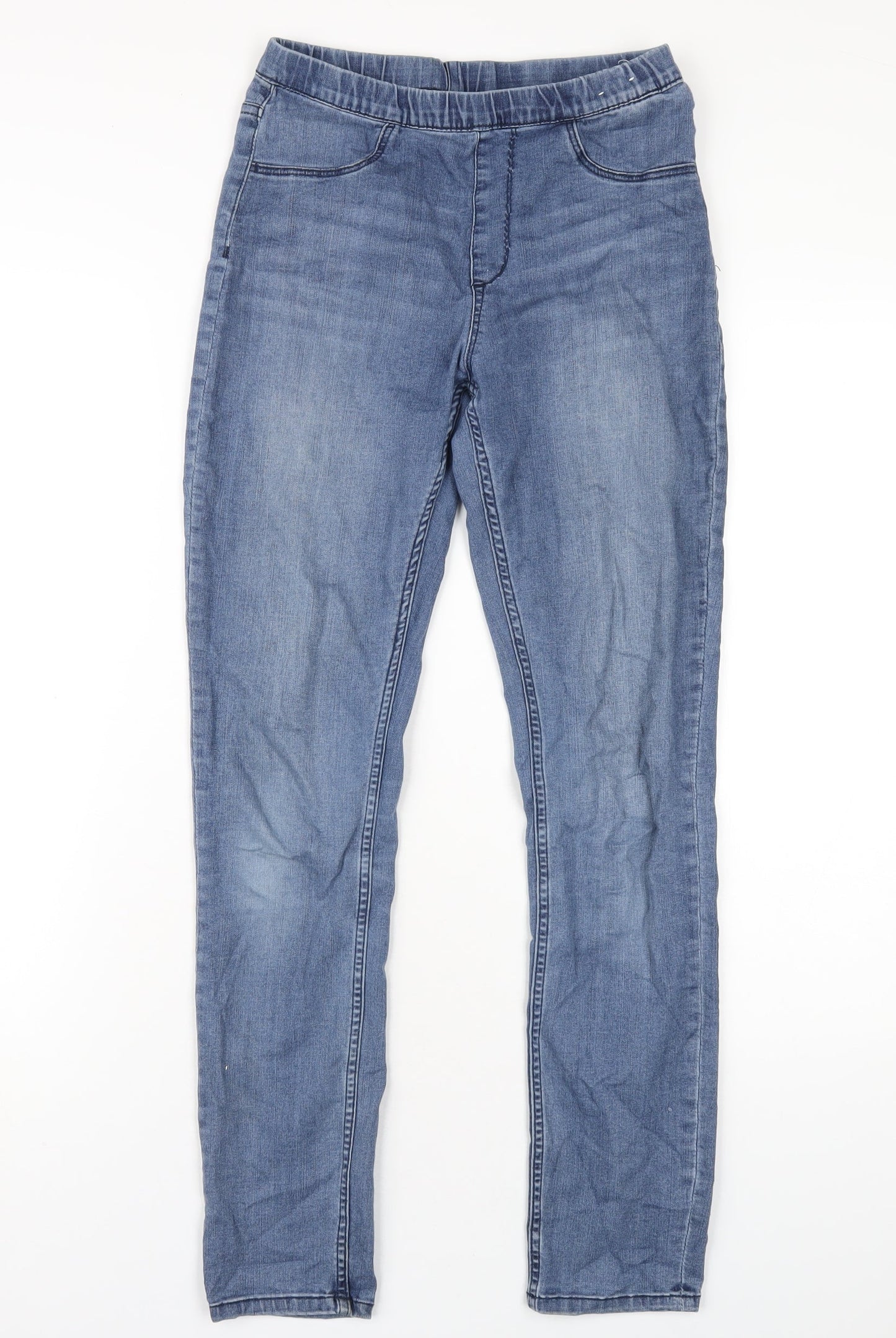 H&M Girls Blue Cotton Jegging Jeans Size 14 Years L29 in Regular Pullover