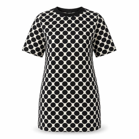 Dorothy Perkins Womens Black Polka Dot Polyester T-Shirt Dress Size 10 Round Neck Pullover