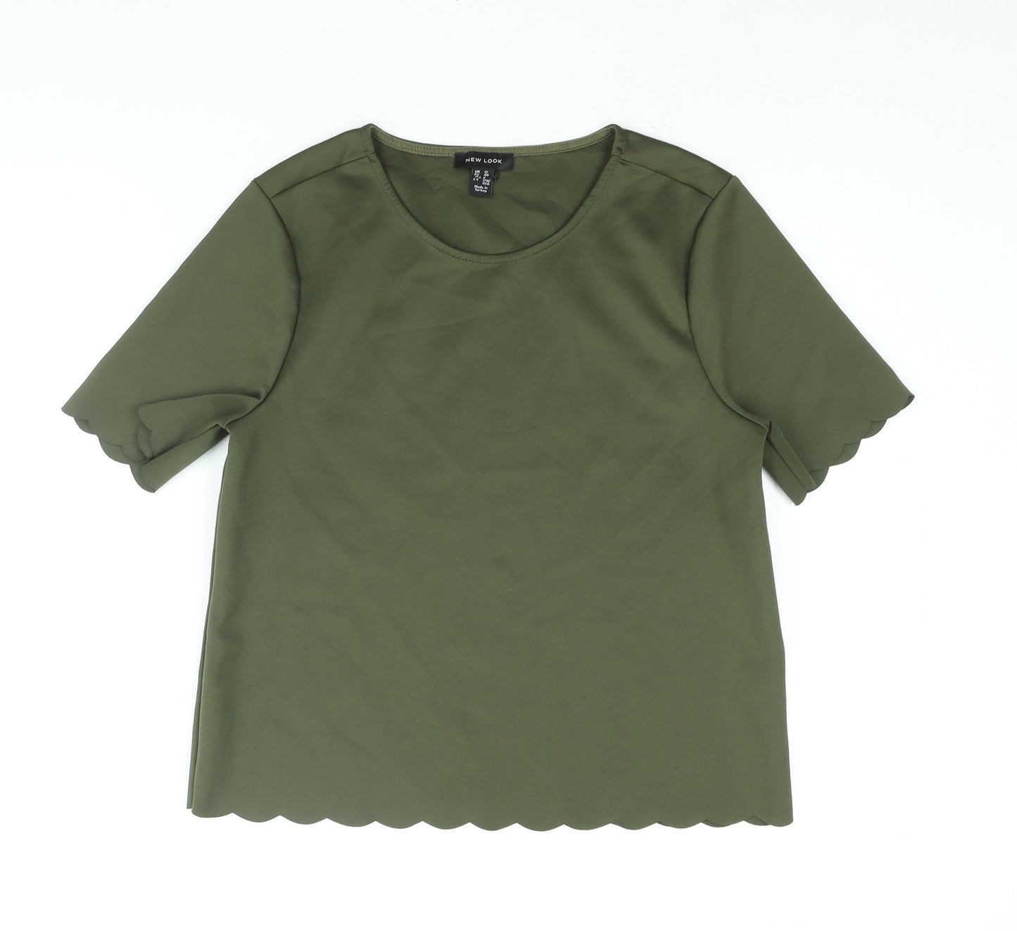 New Look Womens Green Polyester Basic Blouse Size 12 Round Neck