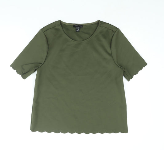 New Look Womens Green Polyester Basic Blouse Size 12 Round Neck