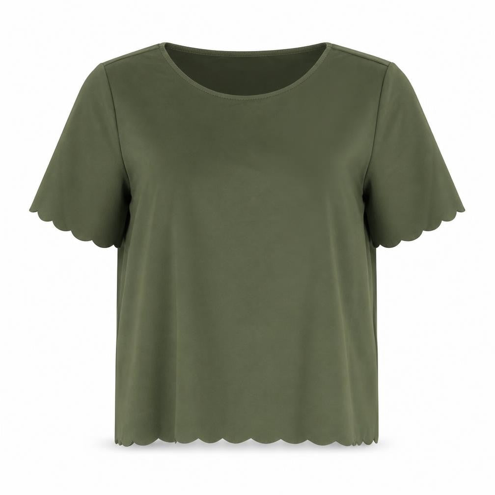 New Look Womens Green Polyester Basic Blouse Size 12 Round Neck