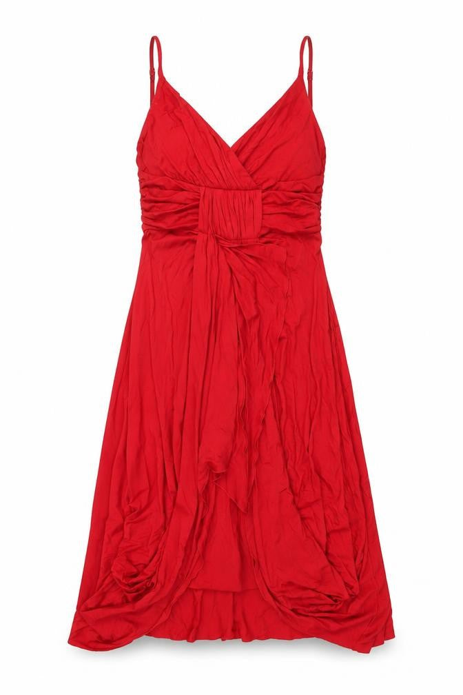 Gharani Strok Womens Red Viscose Shift Size 10 V-Neck Pullover