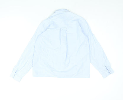 Zara Womens Blue Polyester Basic Button-Up Size XS Collared - Rhinestone Detail