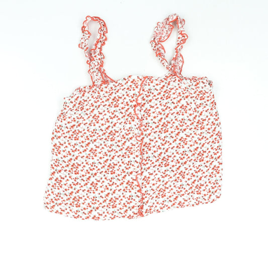 Topshop Womens Red Floral Viscose Camisole Blouse Size 10 Square Neck