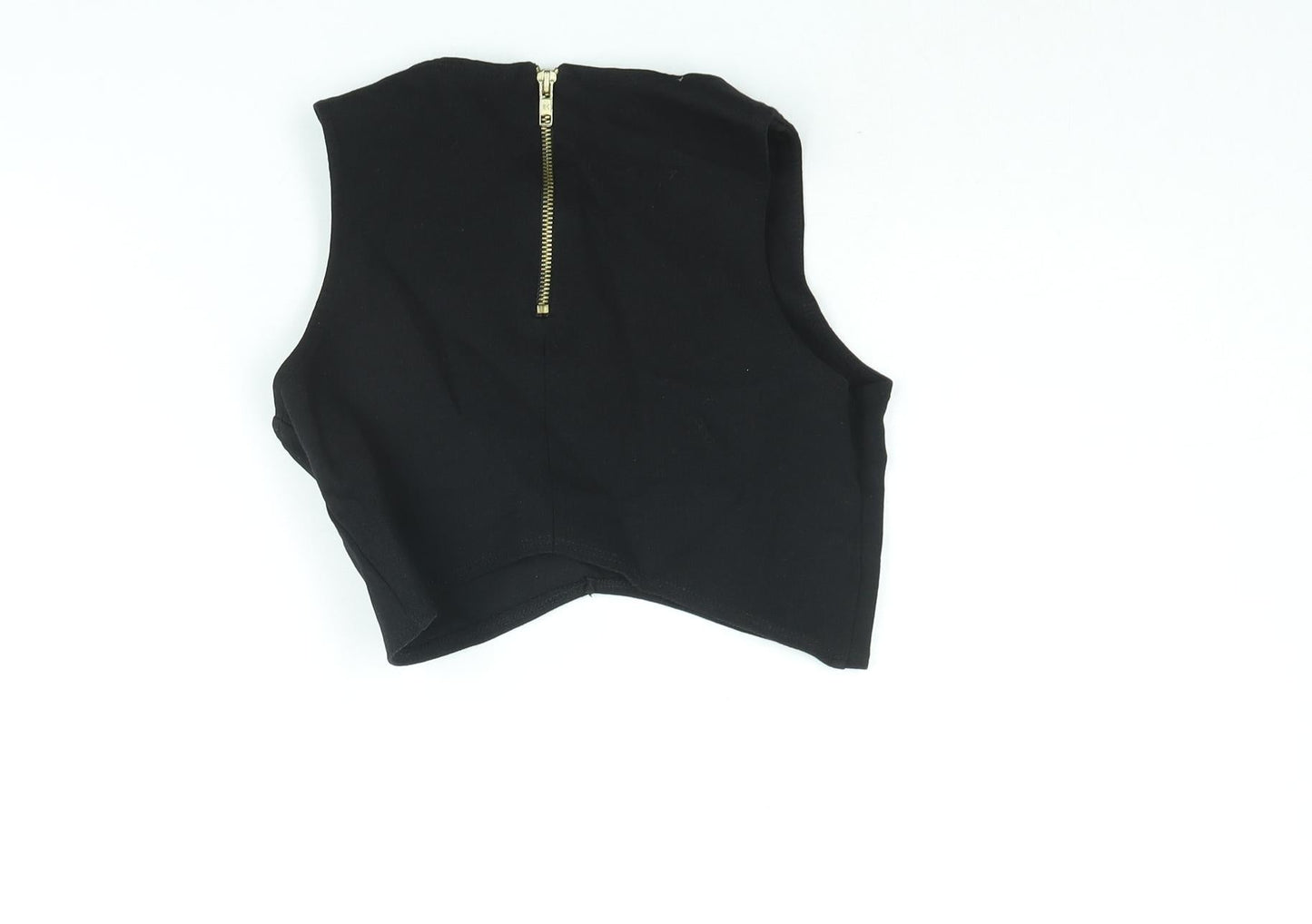 River Island Womens Black Viscose Cropped Blouse Size 8 Round Neck