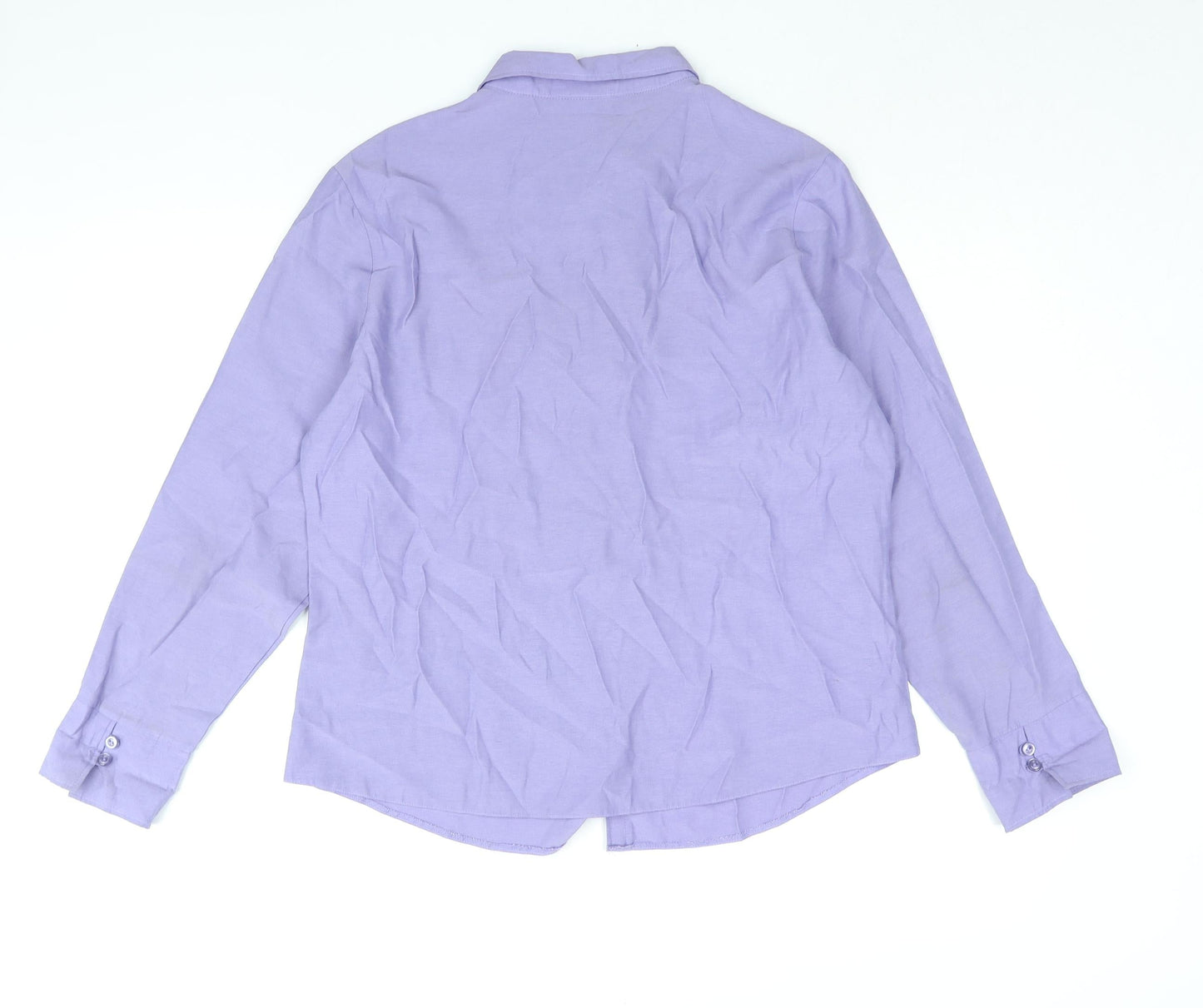 Sara Womens Purple Polyester Basic Button-Up Size 18 Collared