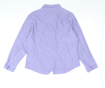 Sara Womens Purple Polyester Basic Button-Up Size 18 Collared