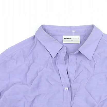 Sara Womens Purple Polyester Basic Button-Up Size 18 Collared