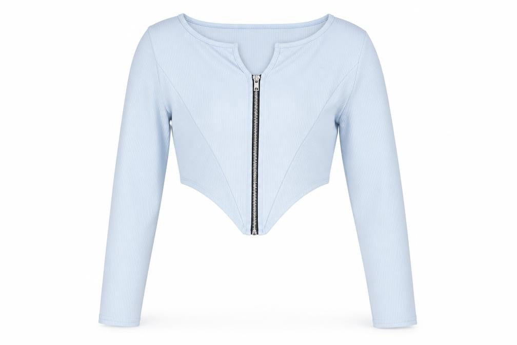 Boohoo Womens Blue Polyester Cropped Blouse Size 16 V-Neck