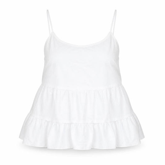 New Look Womens White Polyester Camisole Blouse Size 10 Scoop Neck - Smocked