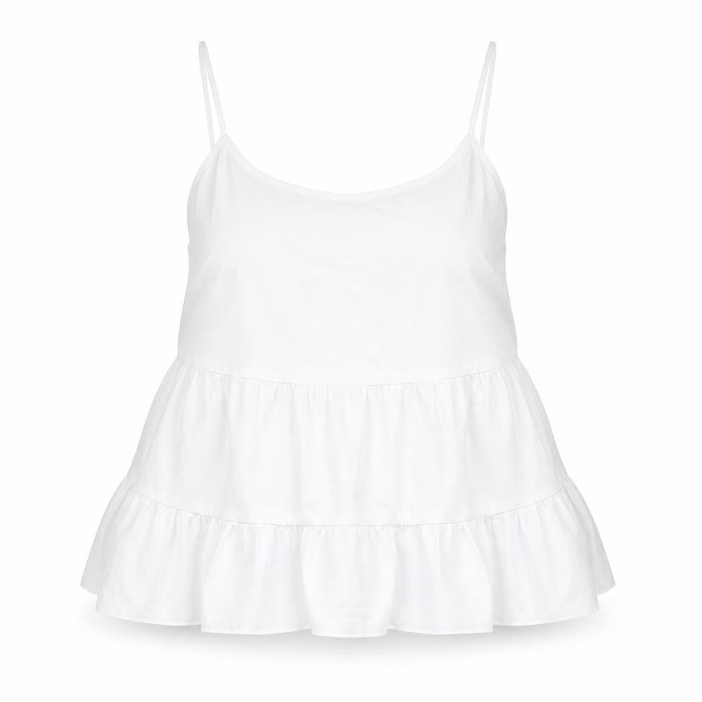New Look Womens White Polyester Camisole Blouse Size 10 Scoop Neck - Smocked