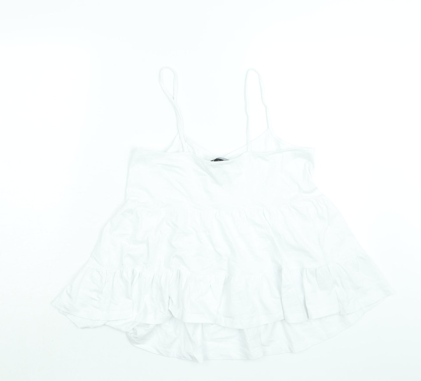 New Look Womens White Polyester Camisole Blouse Size 10 Scoop Neck - Smocked