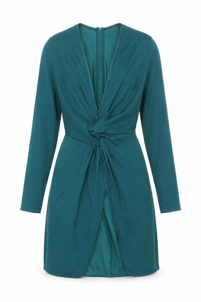 Missguided Womens Green Polyester Wrap Dress Size 8 V-Neck Zip