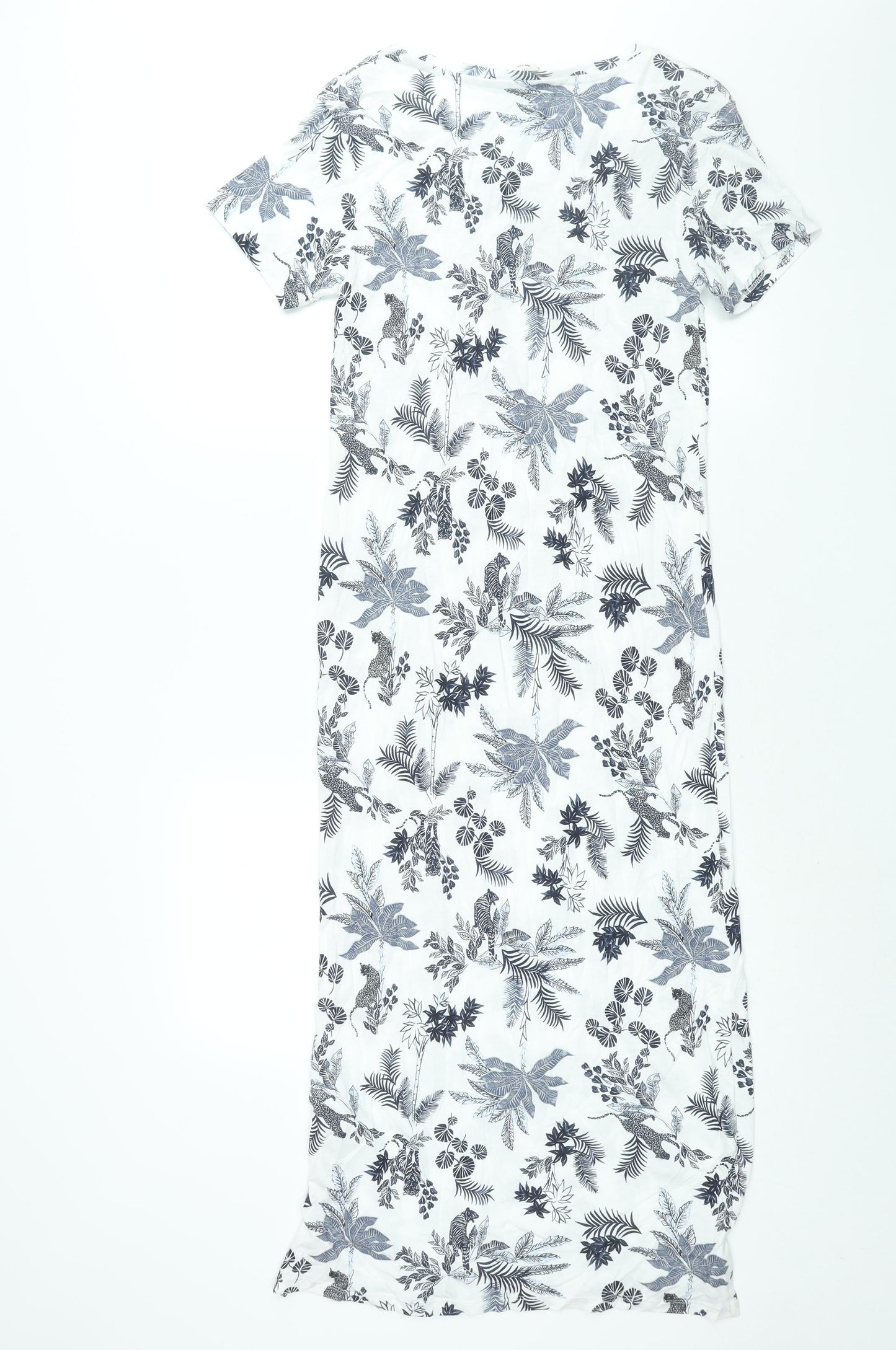 Marks and Spencer Womens White Geometric Cotton Top Dress Size 6 - Plant Print
