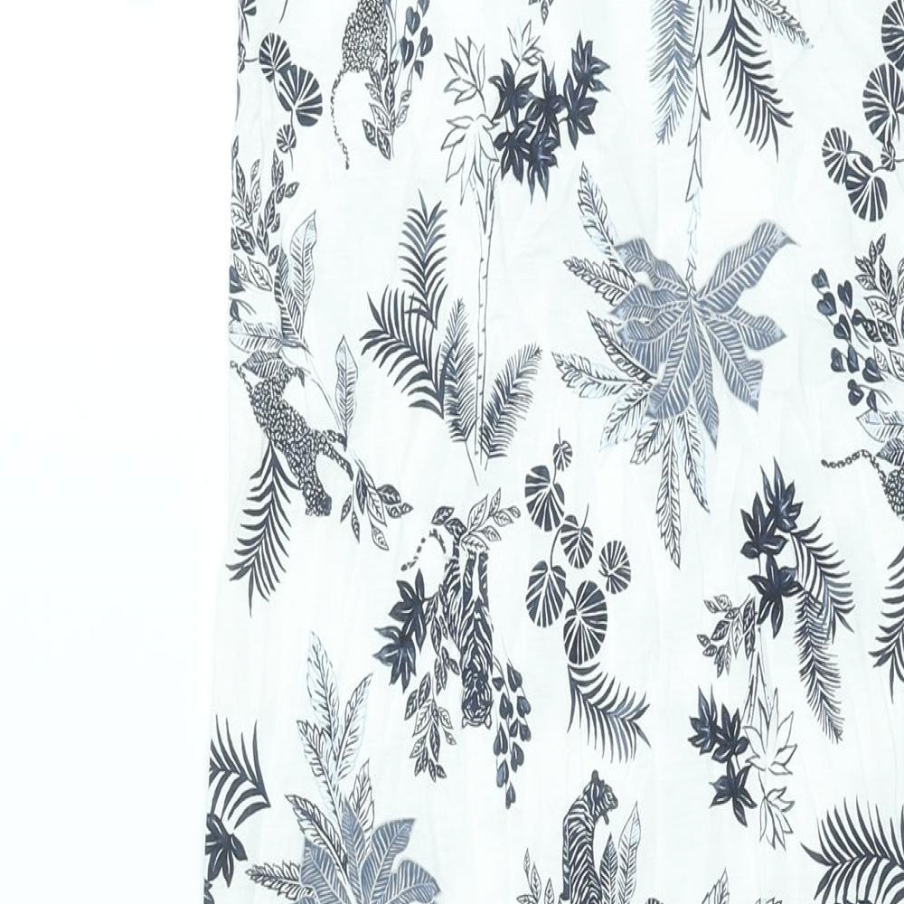Marks and Spencer Womens White Geometric Cotton Top Dress Size 6 - Plant Print