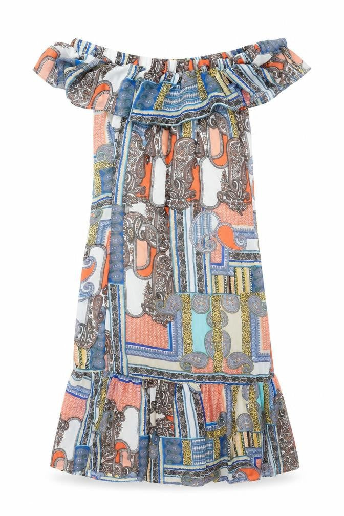 Cutie Womens Multicoloured Geometric Polyester Shift Size 8 Off the Shoulder Pullover