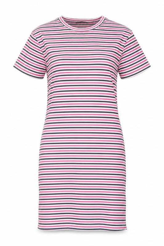 Marks & Spencer Womens Multicoloured Striped Cotton T-Shirt Dress Size 8 Round Neck Pullover