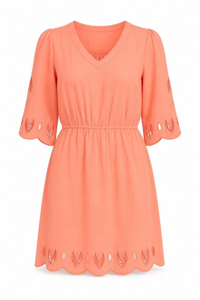 Market Spruce Womens Pink Polyester Shift Size S V-Neck Pullover - Embroidered Cut Out Detail
