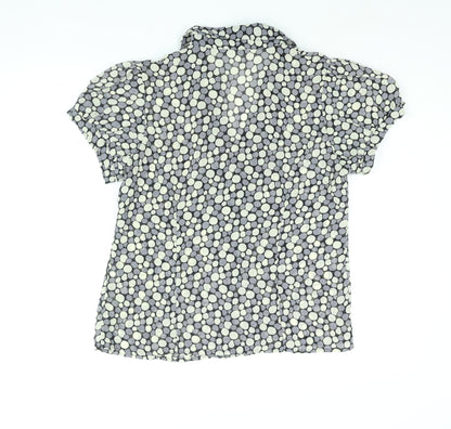 Mia Moda Womens Grey Geometric Polyester Basic Blouse Size 16 Collared - Frill