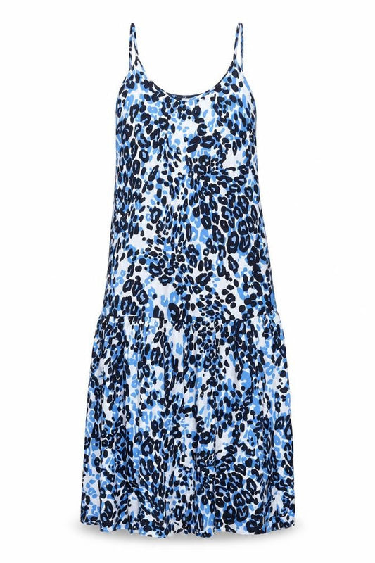 Marks & Spencer Womens Blue Geometric Viscose Tank Dress Size 8 Scoop Neck Pullover