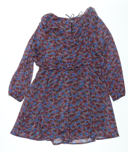 La Redoute Womens Multicoloured Floral Polyester Shift Size 14 Round Neck Tie