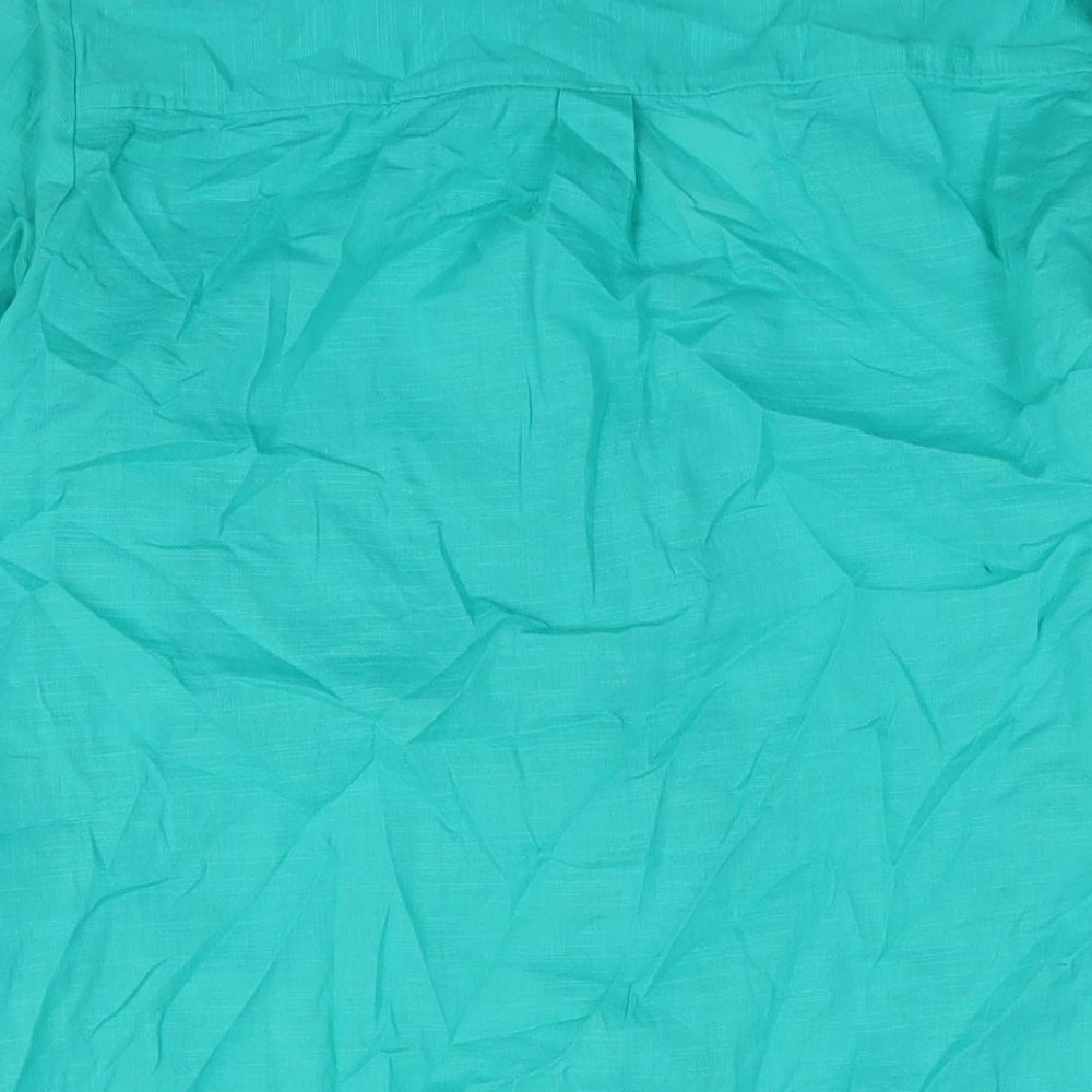 Marks and Spencer Womens Green Cotton Shirt Dress Size M Round Neck Button