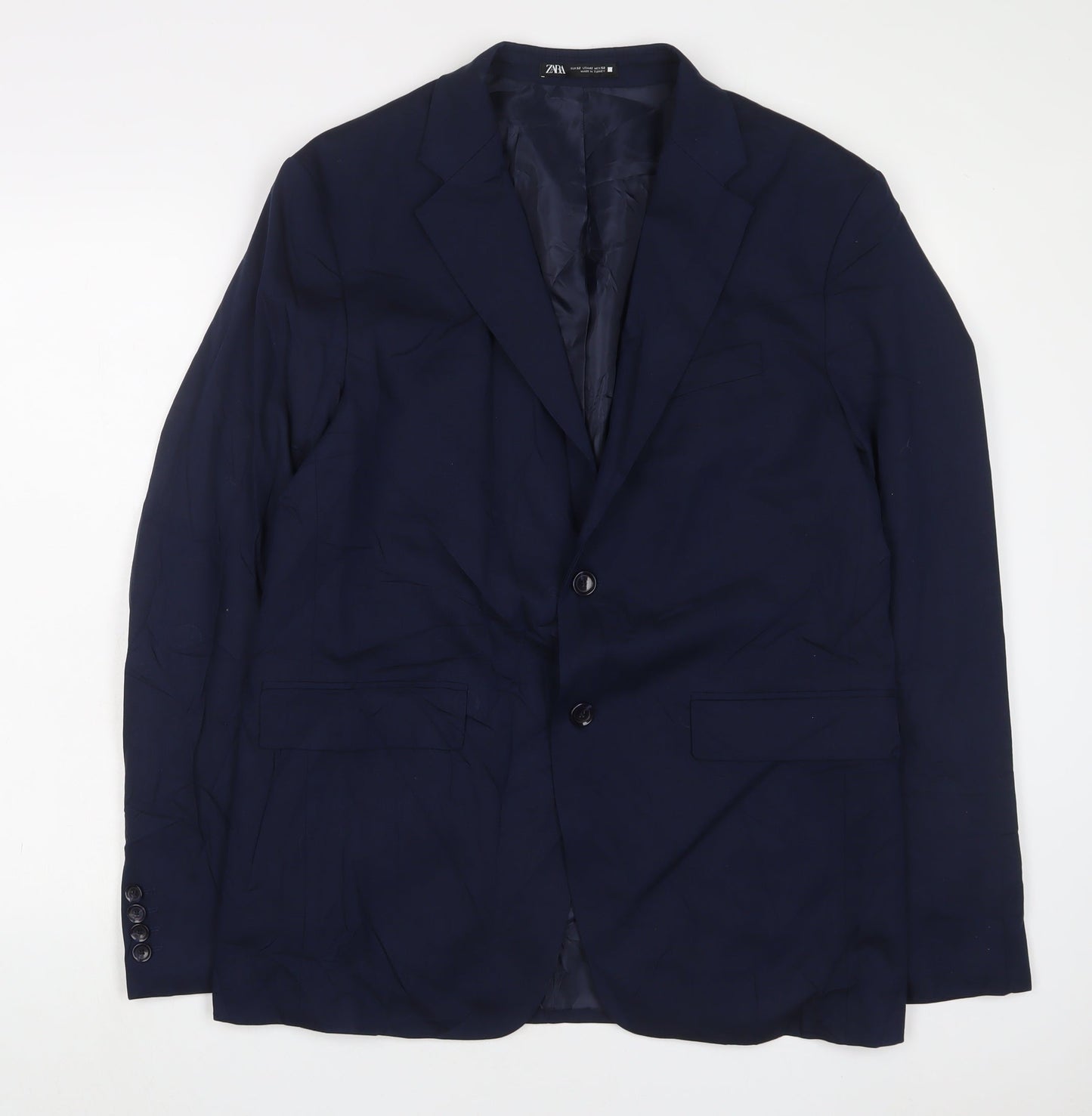 Zara Mens Blue Polyester Jacket Suit Jacket Size 42 Regular