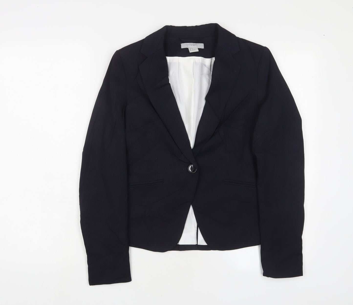 H&M Womens Blue Jacket Blazer Size 6 Button