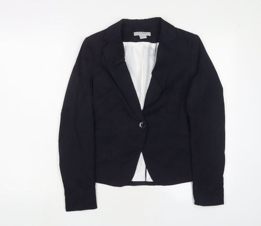 H&M Womens Blue Jacket Blazer Size 6 Button