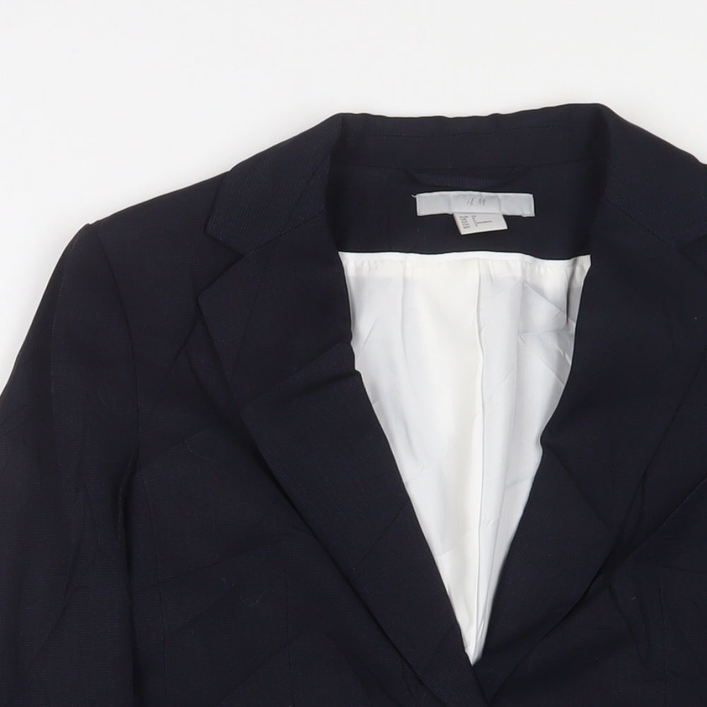 H&M Womens Blue Jacket Blazer Size 6 Button