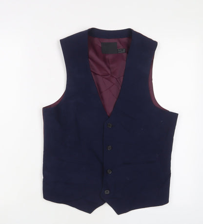 Additional front view of ASOS men’s blue polyester jacket suit waistcoat, size 38, regular