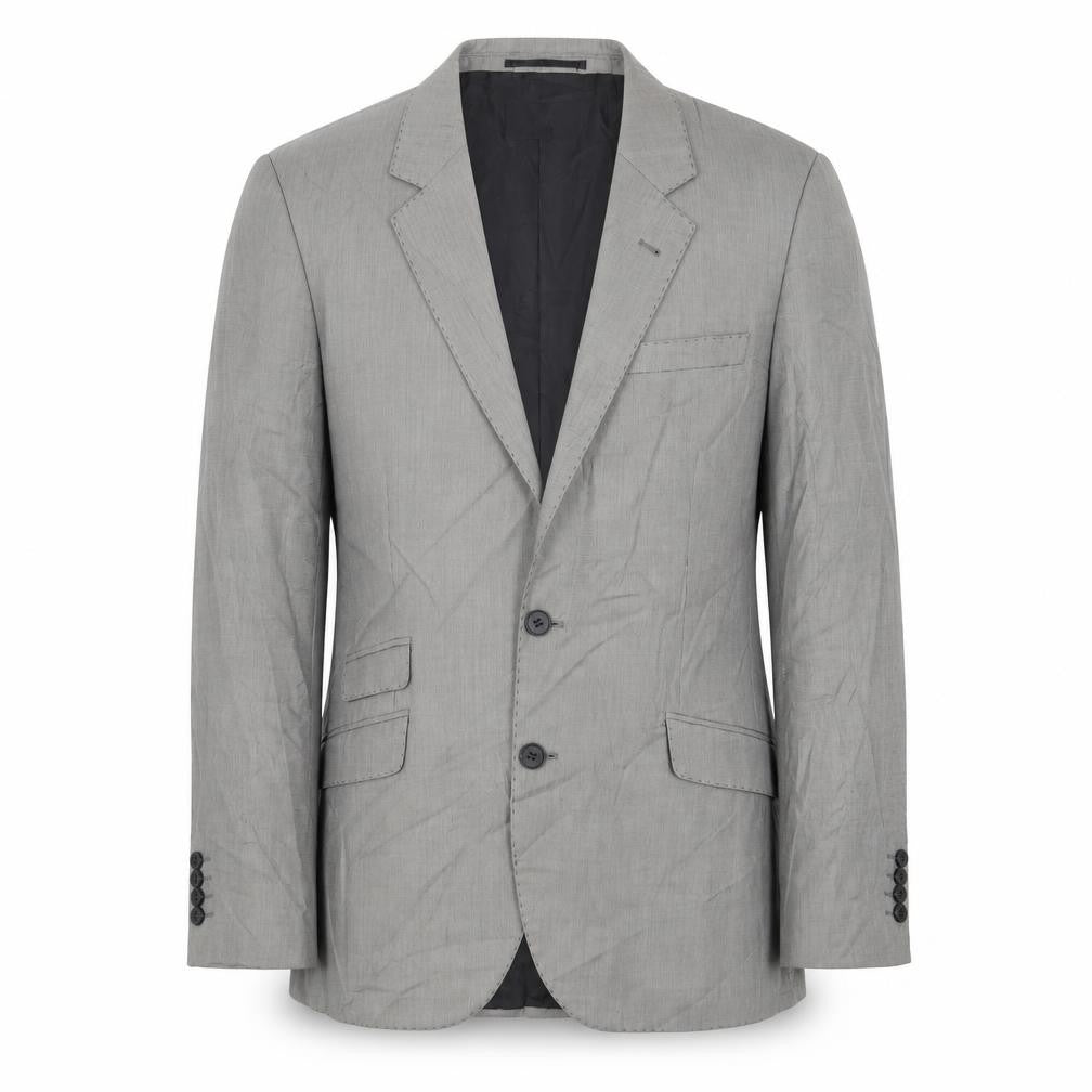 H&M Mens Grey Plaid Polyester Jacket Suit Jacket Size 38 Regular