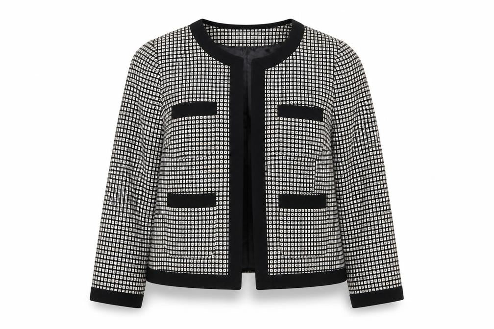 Marks & Spencer Womens Ivory Geometric Jacket Size 12 - Open