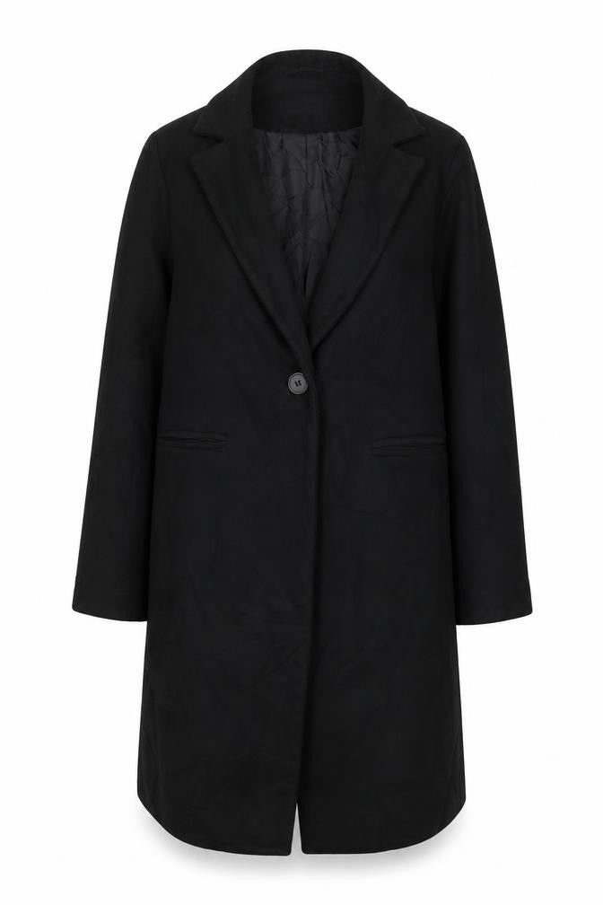 New Look Womens Black Overcoat Coat Size 4 Button