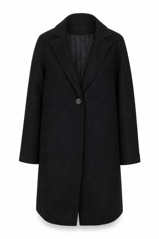 New Look Womens Black Overcoat Coat Size 4 Button