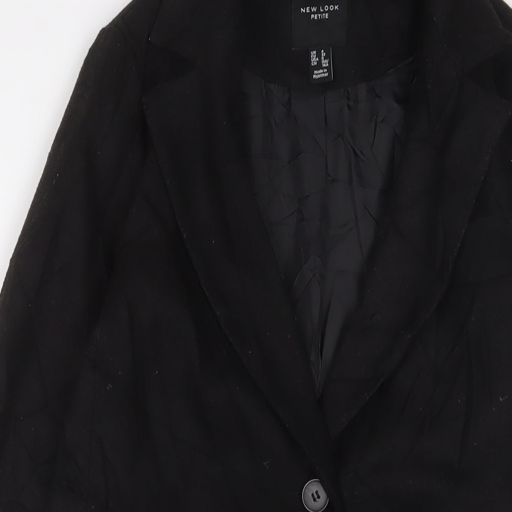 New Look Womens Black Overcoat Coat Size 4 Button