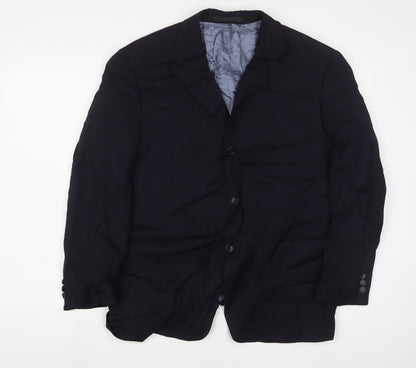 Front view of Autograph men’s blue wool jacket suit jacket, size 42, regular