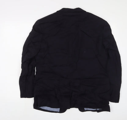 Back view of Autograph men’s blue wool jacket suit jacket, size 42, regular