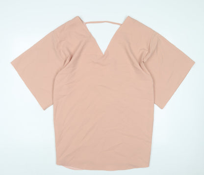 Additional front view of ASOS women’s pink polyester a-line, size UK 10, v-neck pullover