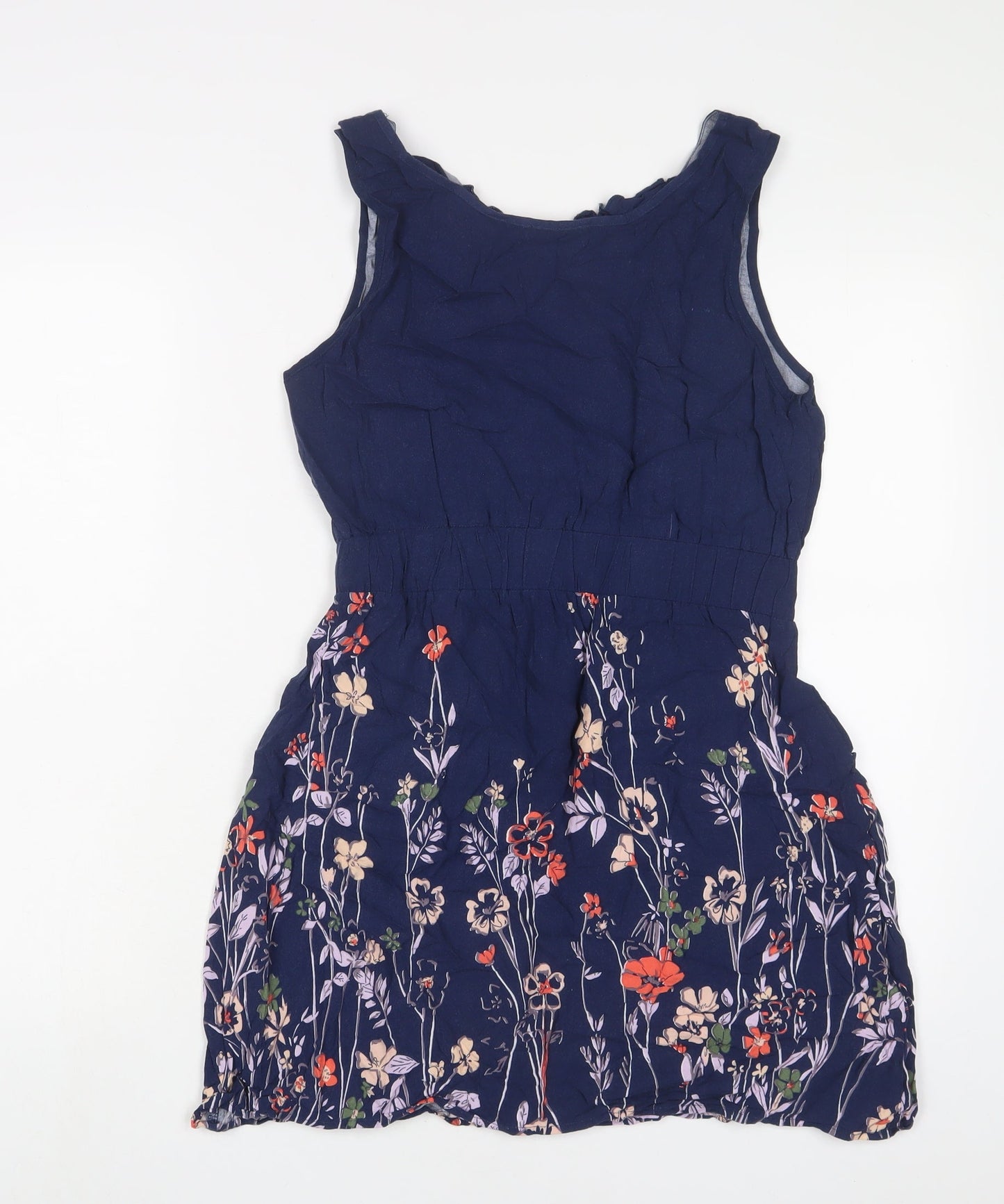 Apricot Womens Blue Floral Viscose A-Line Size 12 V-Neck Pullover