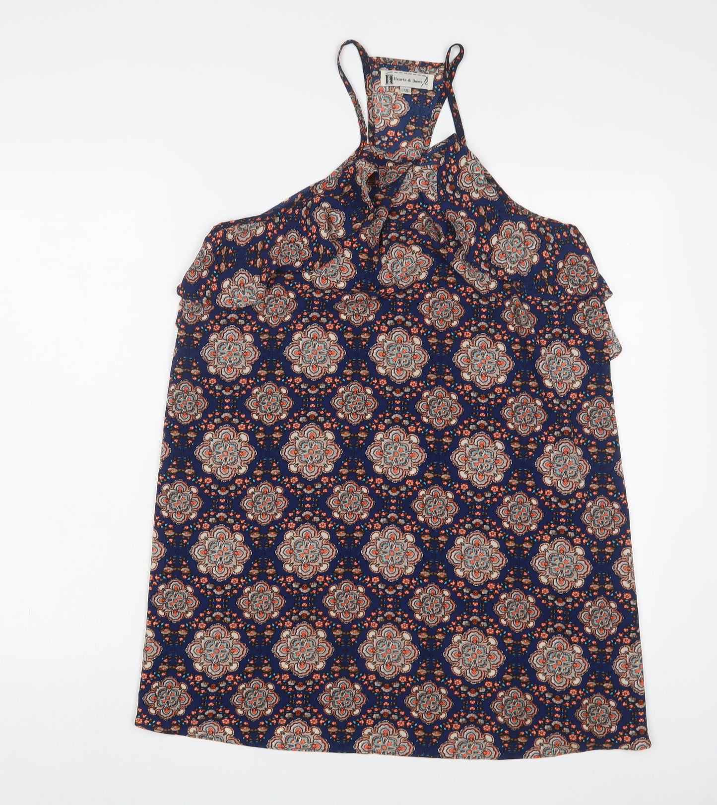 Hearts & Bows Womens Multicoloured Fair Isle Polyester A-Line Size 10 V-Neck Pullover - Cold Shoudler