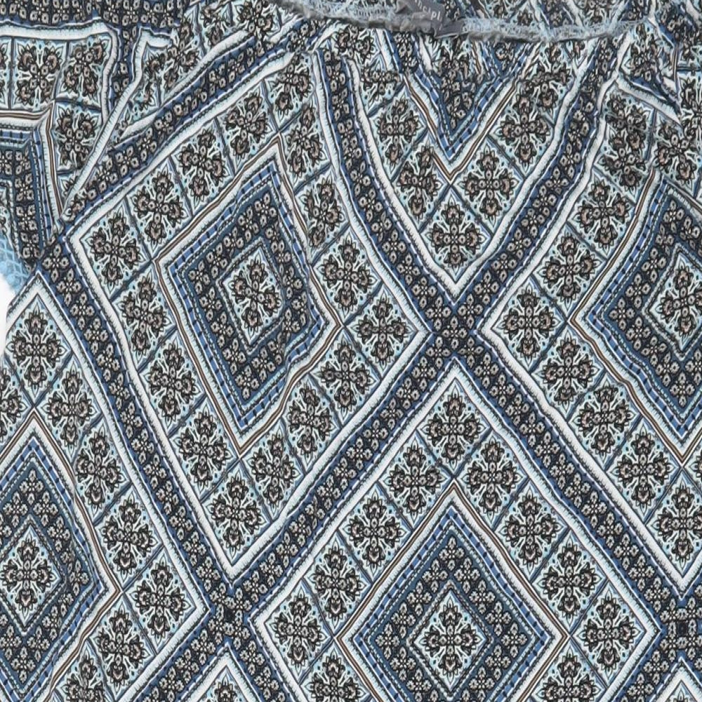 Principles Womens Blue Geometric Viscose A-Line Size 16 Boat Neck Pullover